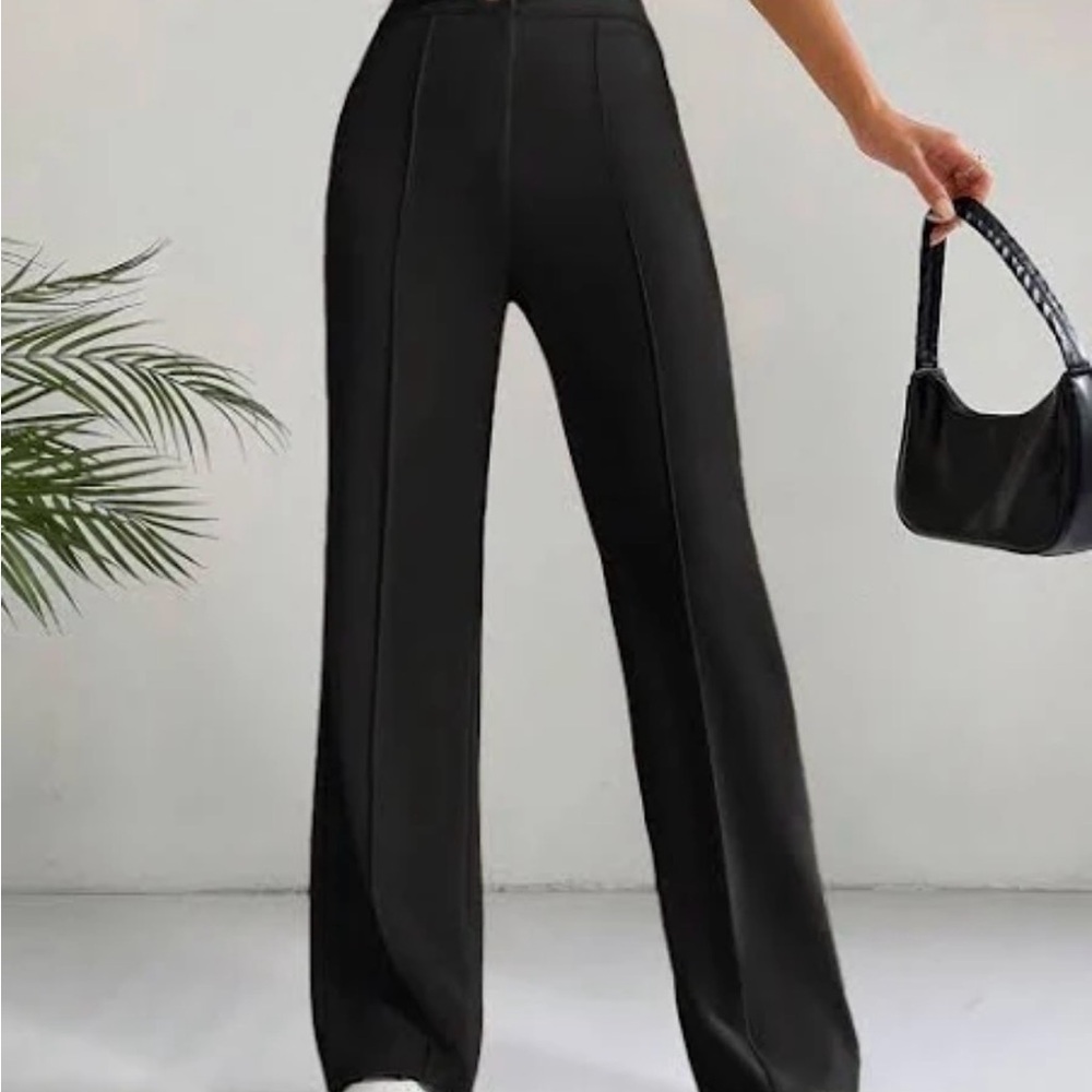 SHEIN Black High Waisted Wide Leg Trousers | Size M (US 6)